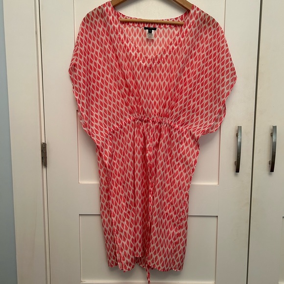 Talbots Other - Talbots pink and white beach cover - M